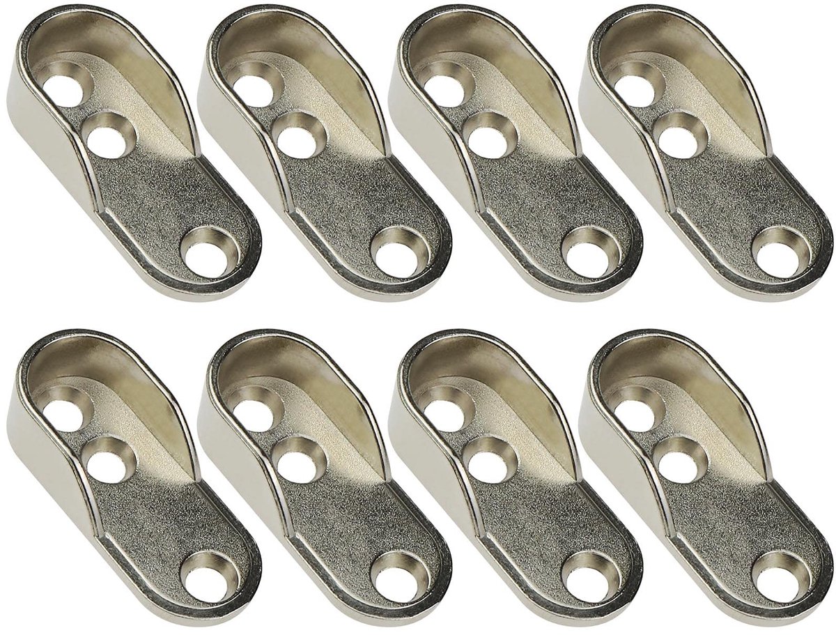Dailygoods- Garderobe Rail - 8 Stuks End Ondersteunt - Zinklegering - Gouden Kleur - 15mm Diameter - Plafond/Wandmontage - 44,5x18x9mm - Kledingrail