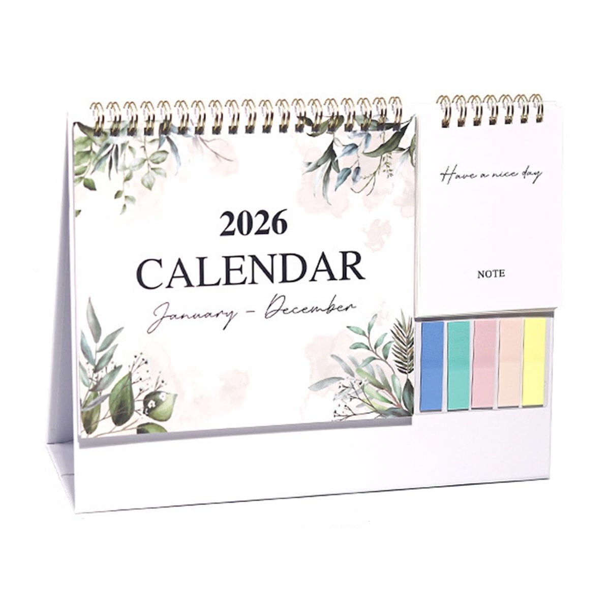 Dailygoods - Tafelkalender 2026, januari - december tafelkalender 2026, multifunctionele kalender met mini-notities en gekleurde etiketten, voor kantoor, thuis, school