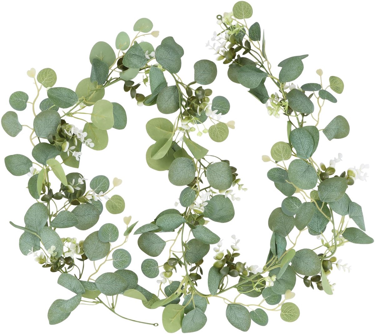Kunstklimopslingers, kunstmatige eucalyptus, 2 stuks, slinger met groene wilgenbladeren, wijnstokken, geschikt als achtergronddecoratie, bruiloft, tafeldecoratie, Kerstmis, Halloween