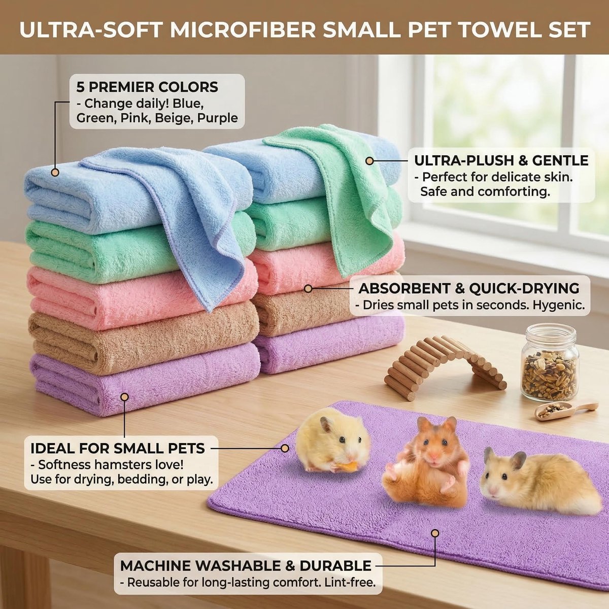 Deken Set 10 Stuks 35×75 cm, Zachte Fleece Dierenkussens voor Hamster Konijn Puppy Kat, Absorberende en Wasbare Kooi Mat in 5 Kleuren voor Huisdier Comfort Deken Set 10 Stuks 35×75 cm, Zachte Fleece Dierenkussens voor Hamster Konijn Puppy Kat, Absorberende en Wasbare Kooi Mat in 5 Kleuren voor Huisdier Comfort