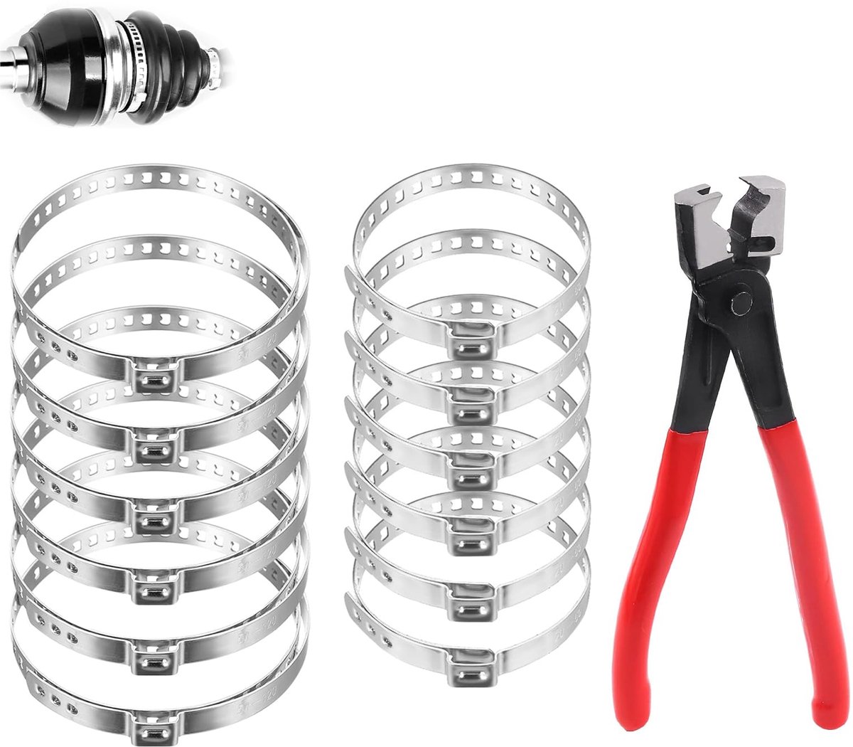 Slangklemmen aandrijfasmanchet met multifunctionele slangklemtang, grote en kleine verstelbare klemschellen asmanchet voor de meeste auto's