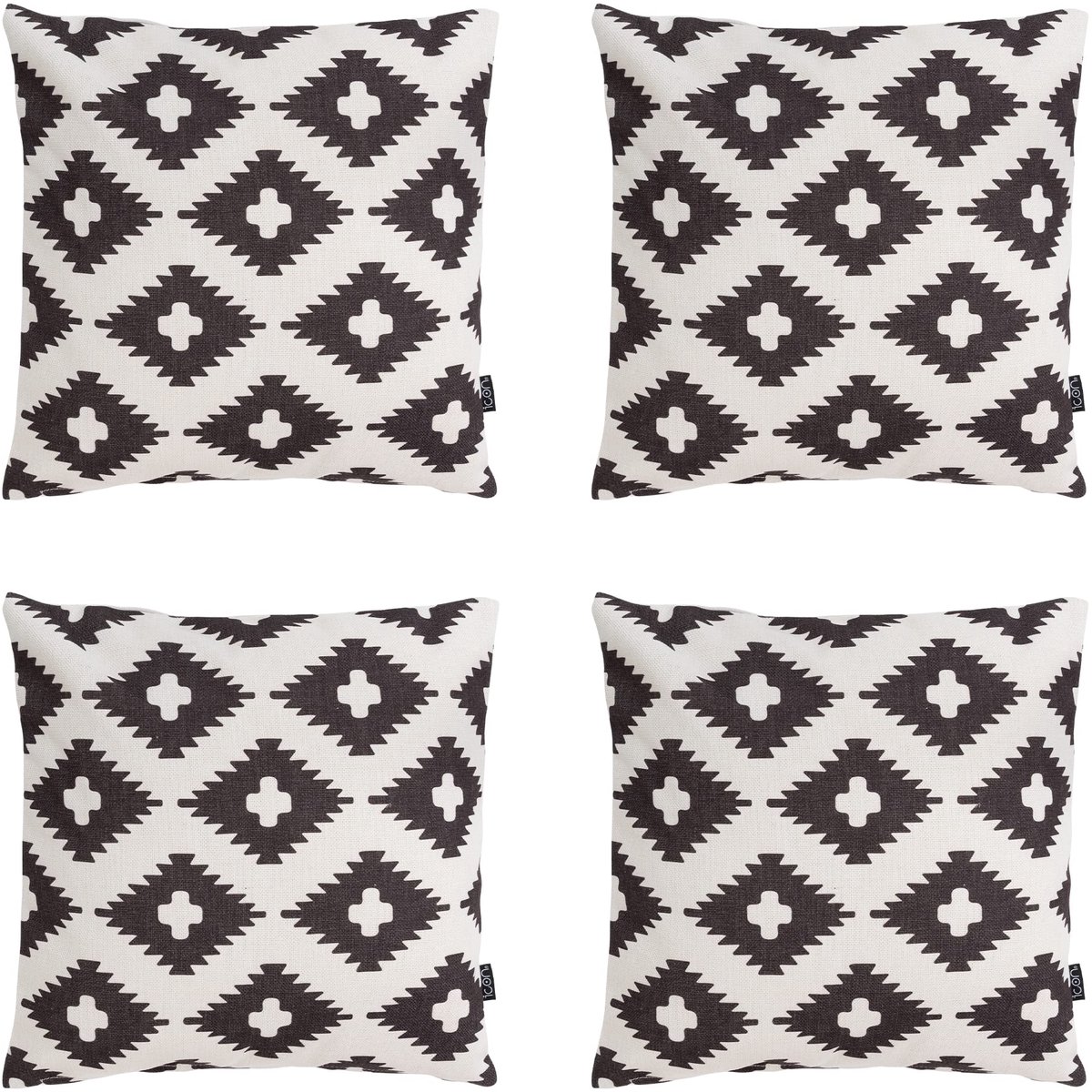 icon Kussen voor Buiten, Boho Collectie, Set van 4, Geweven Waterafstotende Stof, 43cm x 43cm, Kussen voor Bank met Vezelvulling, Tuinkussen, Tuin, Buiten