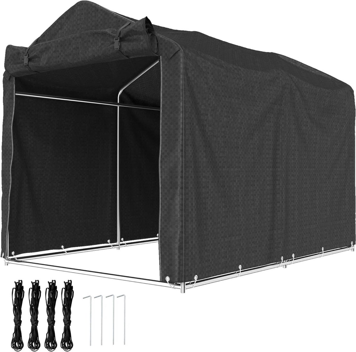 Garagetent Waterdicht - Opbergtent Fietsenstalling - Spullen Opbergen - Verstevigd Frame - 220x157x165 cm - Zwart