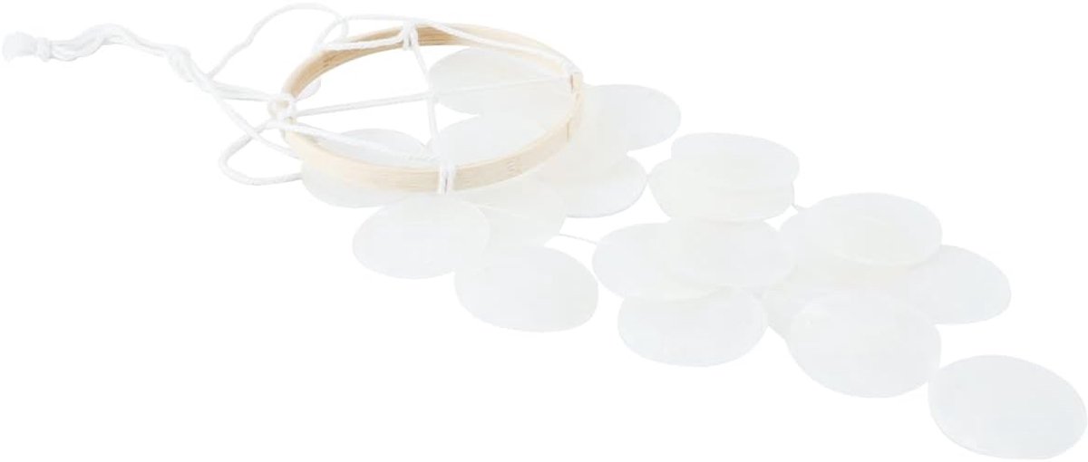 Boho decoratieve schelpen dromenvanger slinger, prachtig geluid, windgong tuindecoratie voor op het terras, gazon en in de tuin (wit)