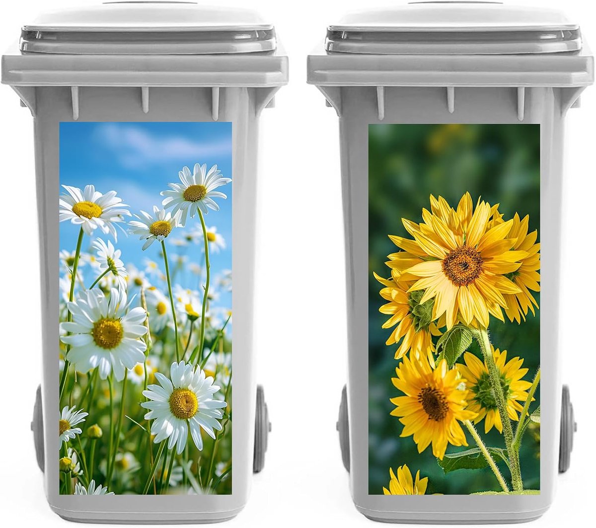 Stickers voor vuilnisbak, 2 stuks, bloemenstickers voor vuilnisbakken, rollen, voor doos, koelkast, wanddecoratie, 38 x 82 cm