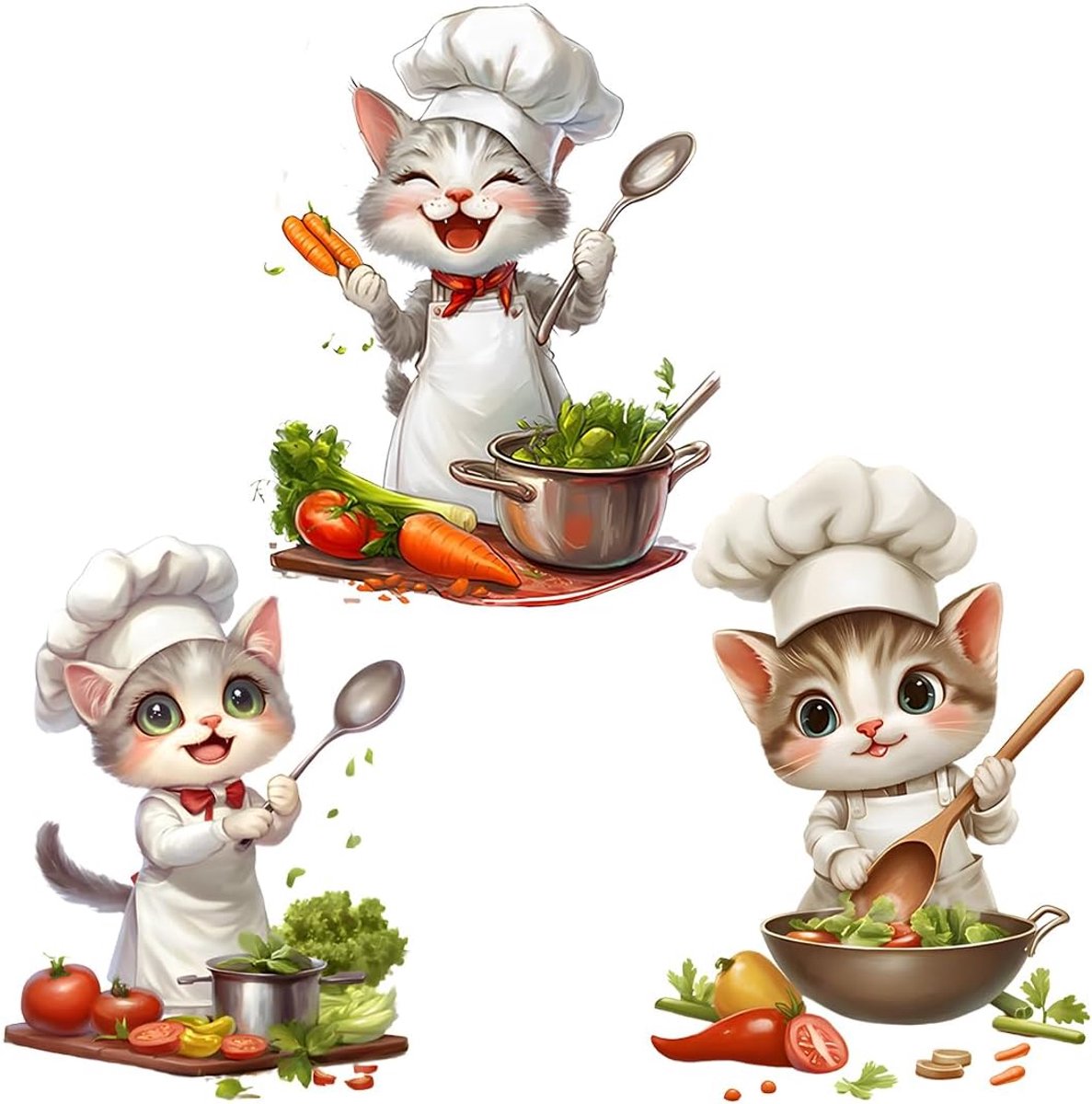 Muurstickers Keuken Zelfklevende Muurstickers Schattige Kleine Kat Kok Wanddecoratie Keuken Kat Keukenmeester Kinderkamer Wanddecoratie Voor Woonkamer Slaapkamer Eetkamer