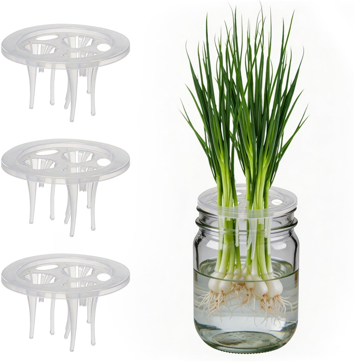 Plantenmand voor hydrocultuur, 4 stuks, met 3 gaten, voor vensterbanktuinen, hydrocultuur en vermeerdering, 105 x 56 mm