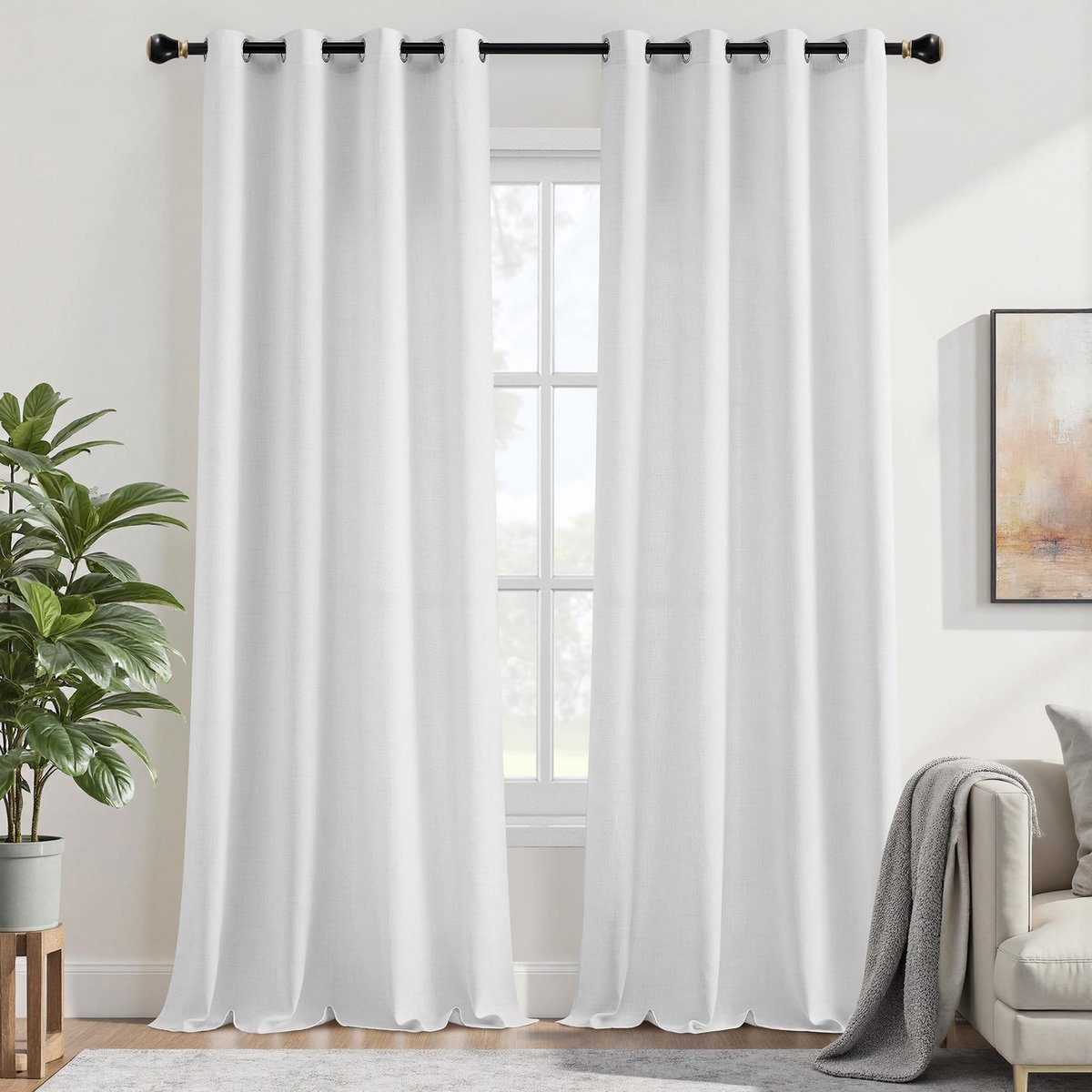 LinSh Cream 132/260/EU, crèmewit linnen, 132 x 260 cm, semi-doorlatend, lichtfilterend, voor atriumramen en lofts, premium kunstlinnen, 132/260/EU