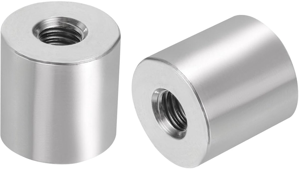 5 stuks M8 ronde aansluitmoeren 304 roestvrij staal koppelingsmoeren 20 mm / 0,79 inch lengte huls staaf staaf bout moer voor houder M8 x 20 x 20 mm