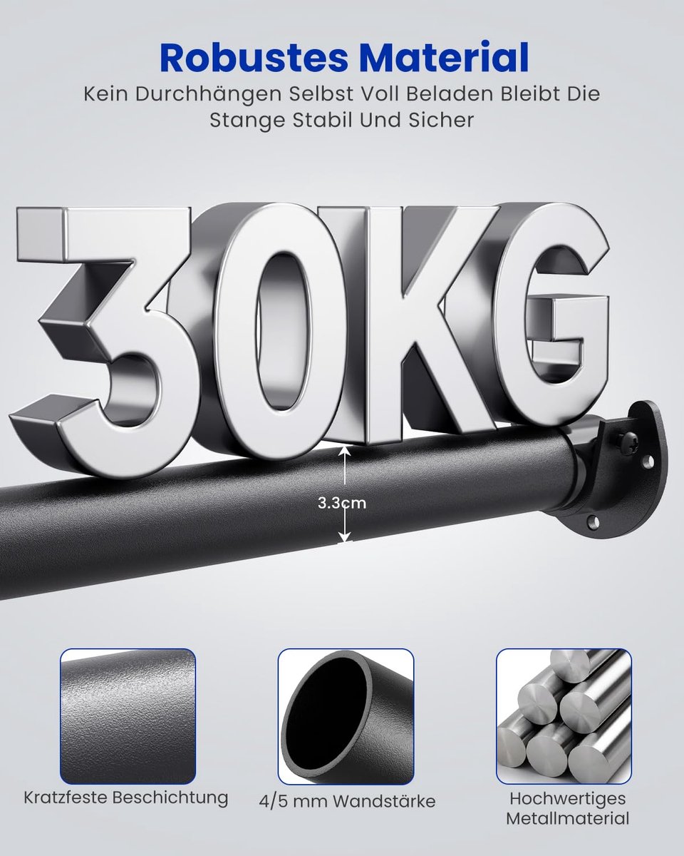 Kledingstang uittrekbaar 43-97 cm, kledingstang voor kast, garderobe, bijkeuken, camper