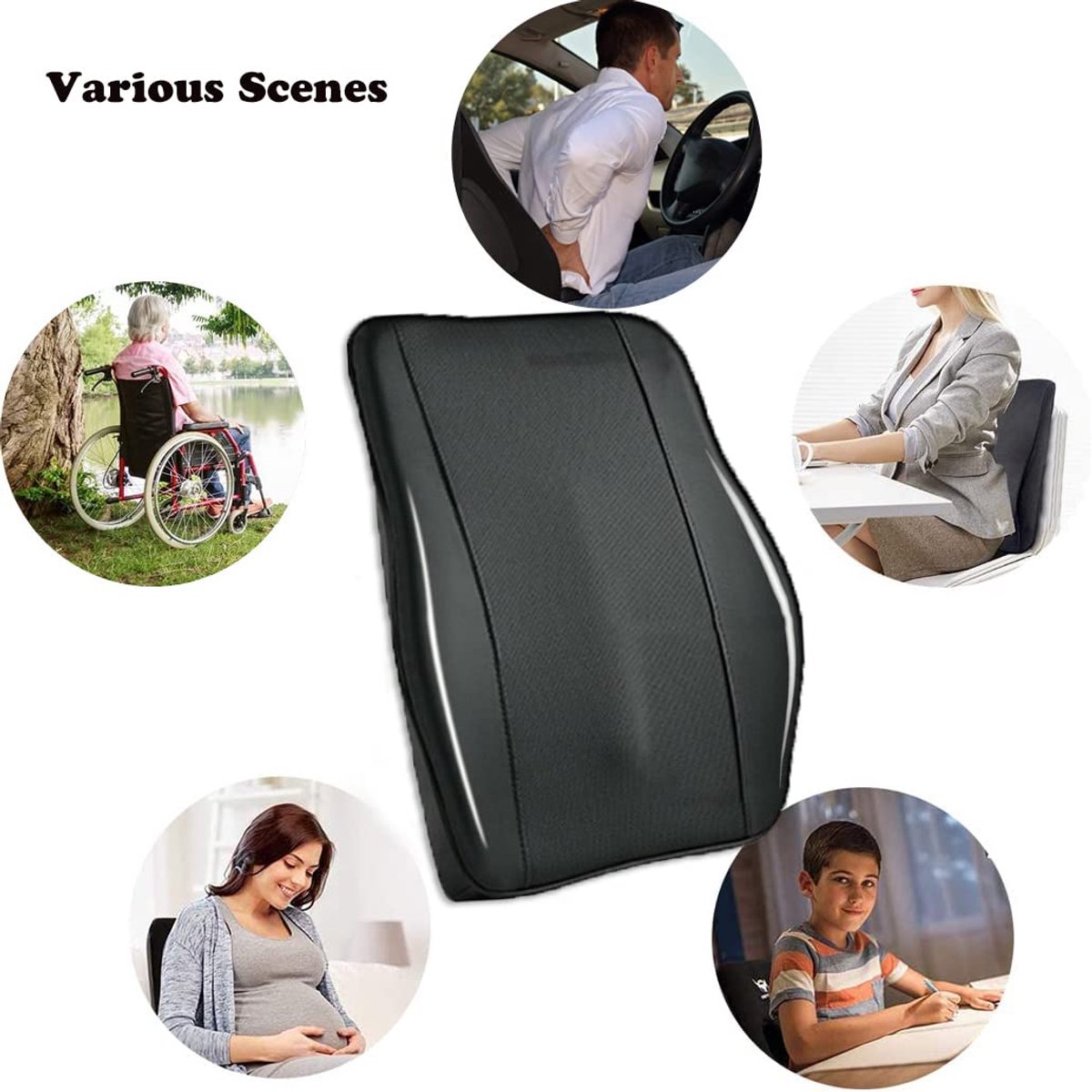 Lendensteun Kussen,Ergonomisch Rugkussen,Rugkussen Bureaustoel,Rugsteun Stoelkussen voor Auto, Traagschuim Rugsteun Kussen voor Bureaustoel, Auto, Thuis