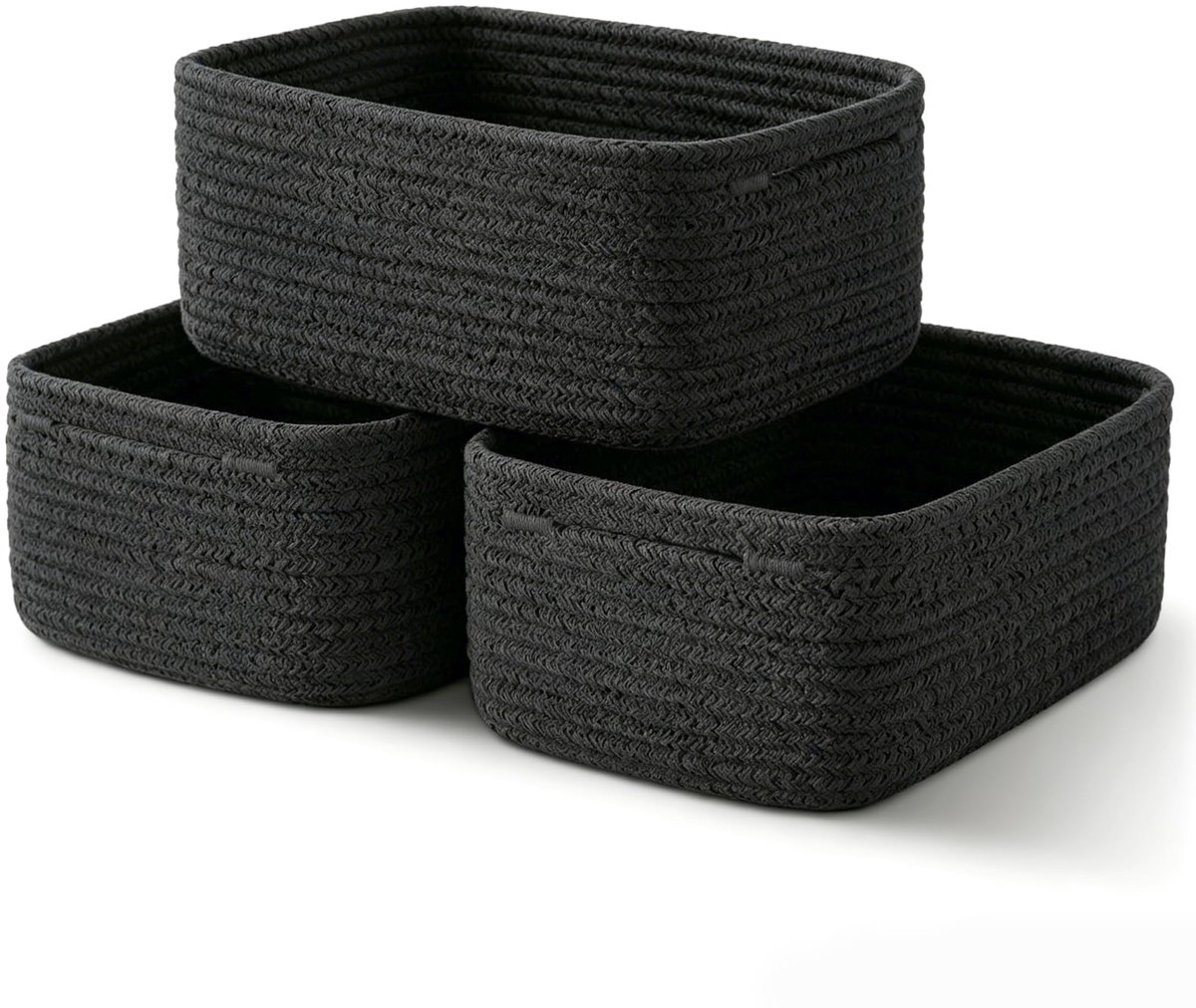 Manden, gevlochten opbergmand, opbergmand als cadeau, gevlochten manden voor het organiseren van de kinderkamer, zwart, 30 x 20 x 11 cm