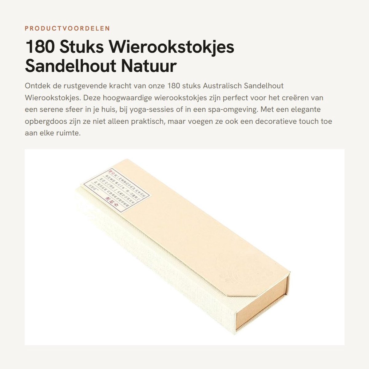 Dailygoods- Wierookstokjes 180 Stuks - Australisch Sandelhout - Opbergdoos - Natuurlijke Wierook - Gezond en Veilig - Ontspanning en Kalmering