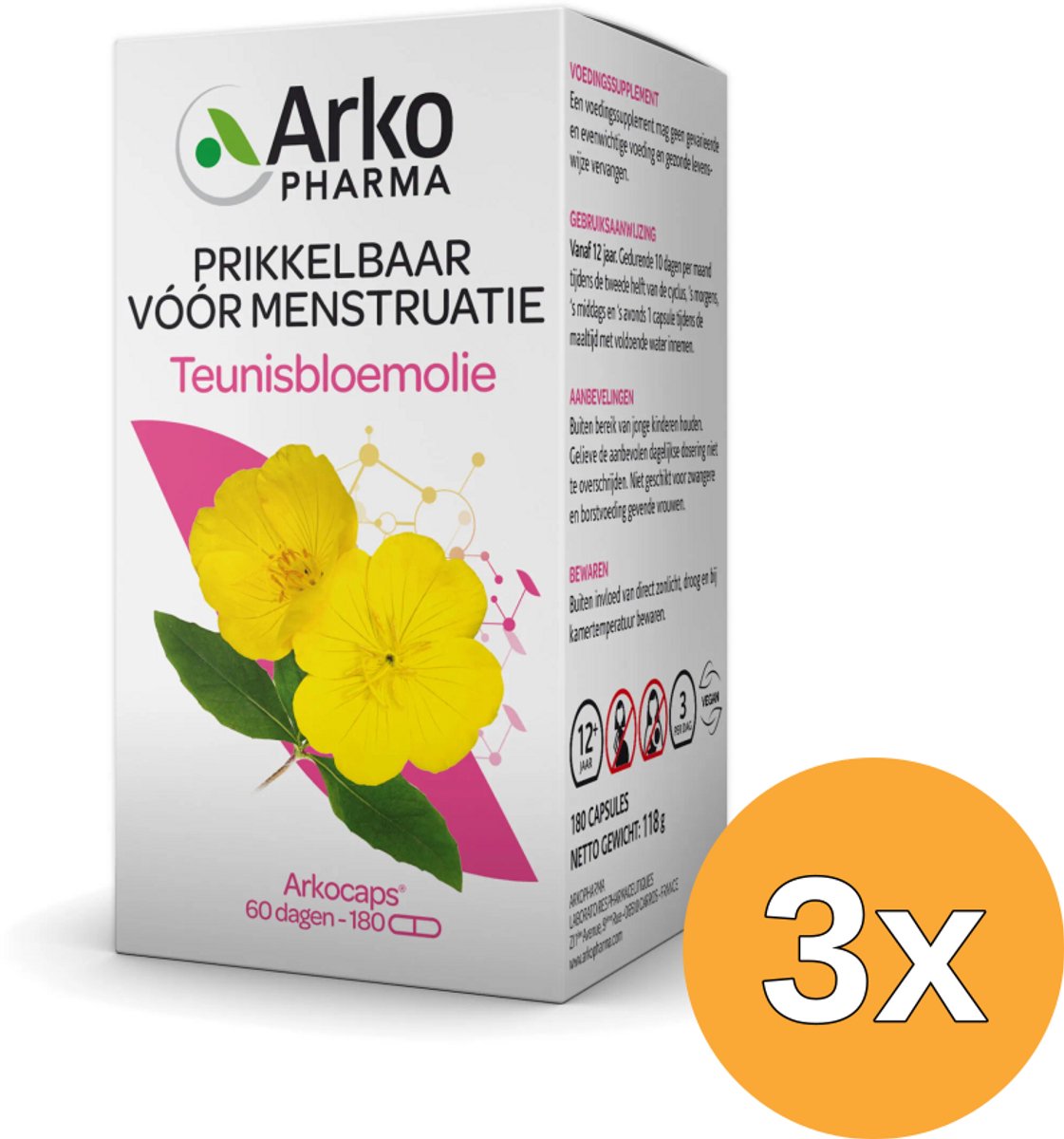 3x Arkocaps Teunisbloemolie (180 capsules)