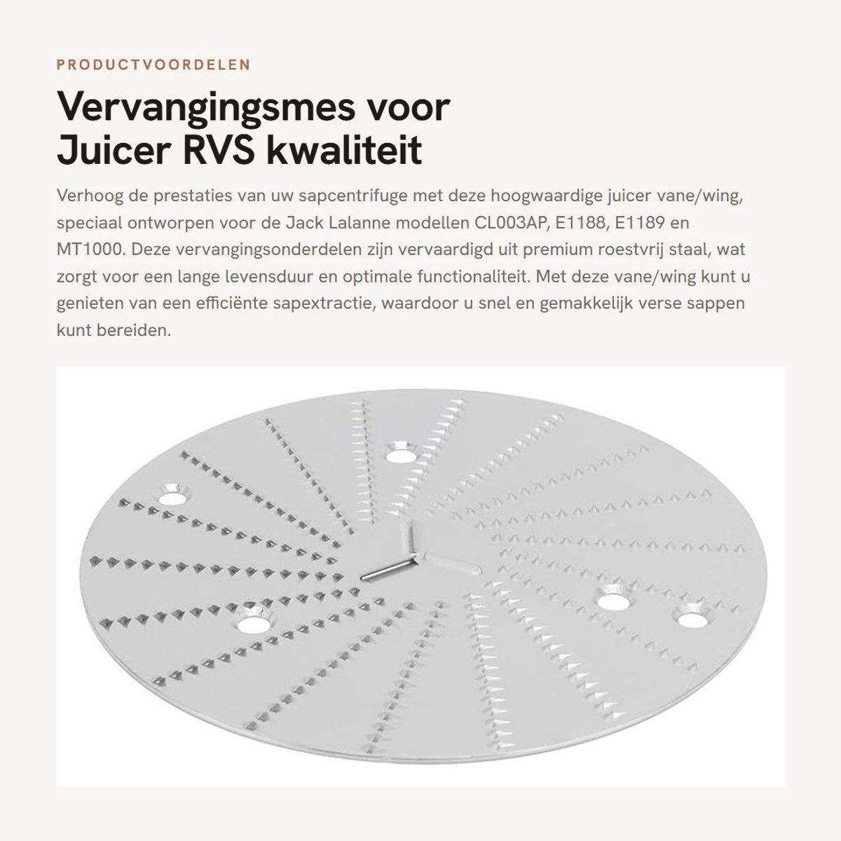 Dailygoods- Juicer Mes Vervanging - Vleugel/Van - Roestvrij Staal - Eenvoudige Installatie - Compatibel met CL003AP E1188 E1189 MT1000 - Professionele Kwaliteit - Juicer Onderdeel