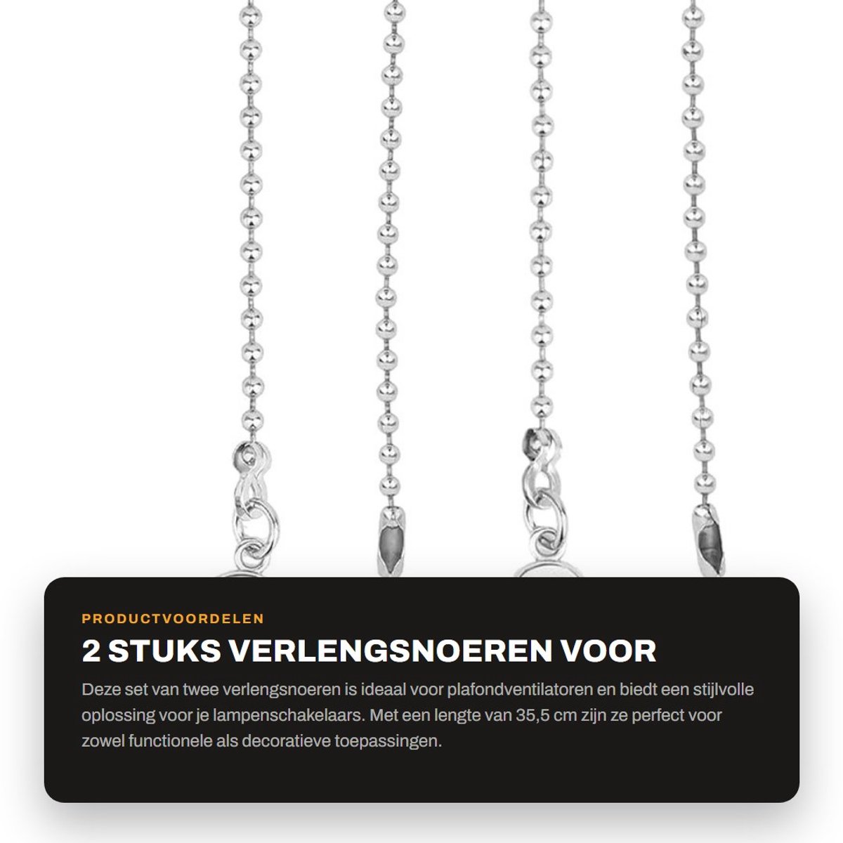 Dailygoods - 2 Stuks Verlengsnoeren voor Plafondventilatoren met Lamphangers