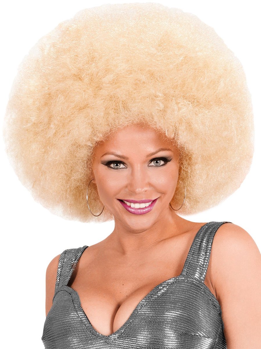 Blonde oversized Afro pruik
