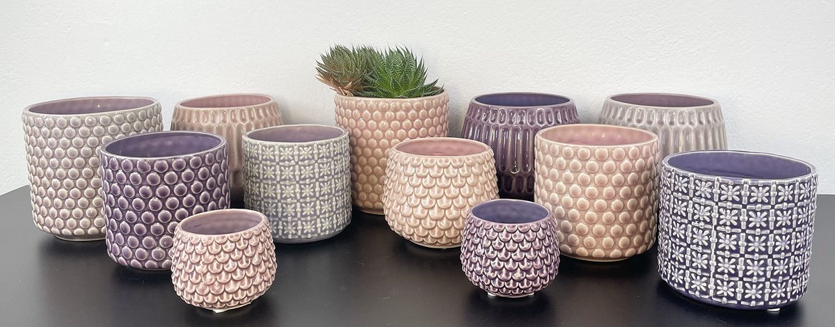 Plantenpot voor kamerplanten bloempot Pino M (13,5 cm ø), cloud, keramiek