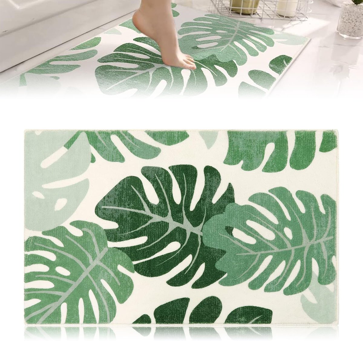 Badmat Groen, 50 x 80 cm Badkamermat, Wasbare Kleine Mat voor Douche, Bad, Binnendeur, Decoratie, Bath Mat