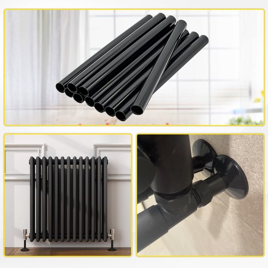 Zwarte Radiator Pijp Covers en Kragen 200Mm x 15Mm Verdikte Mouwen Plastic Snap Op Caps — afbeelding 5