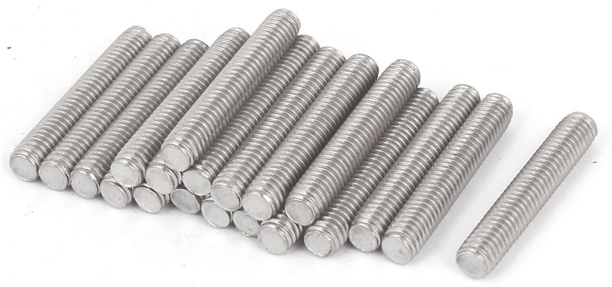 sourcingmap M6 x 35mm Mannelijke draad 304 RVS staaf Studs Hardware 20 Stks