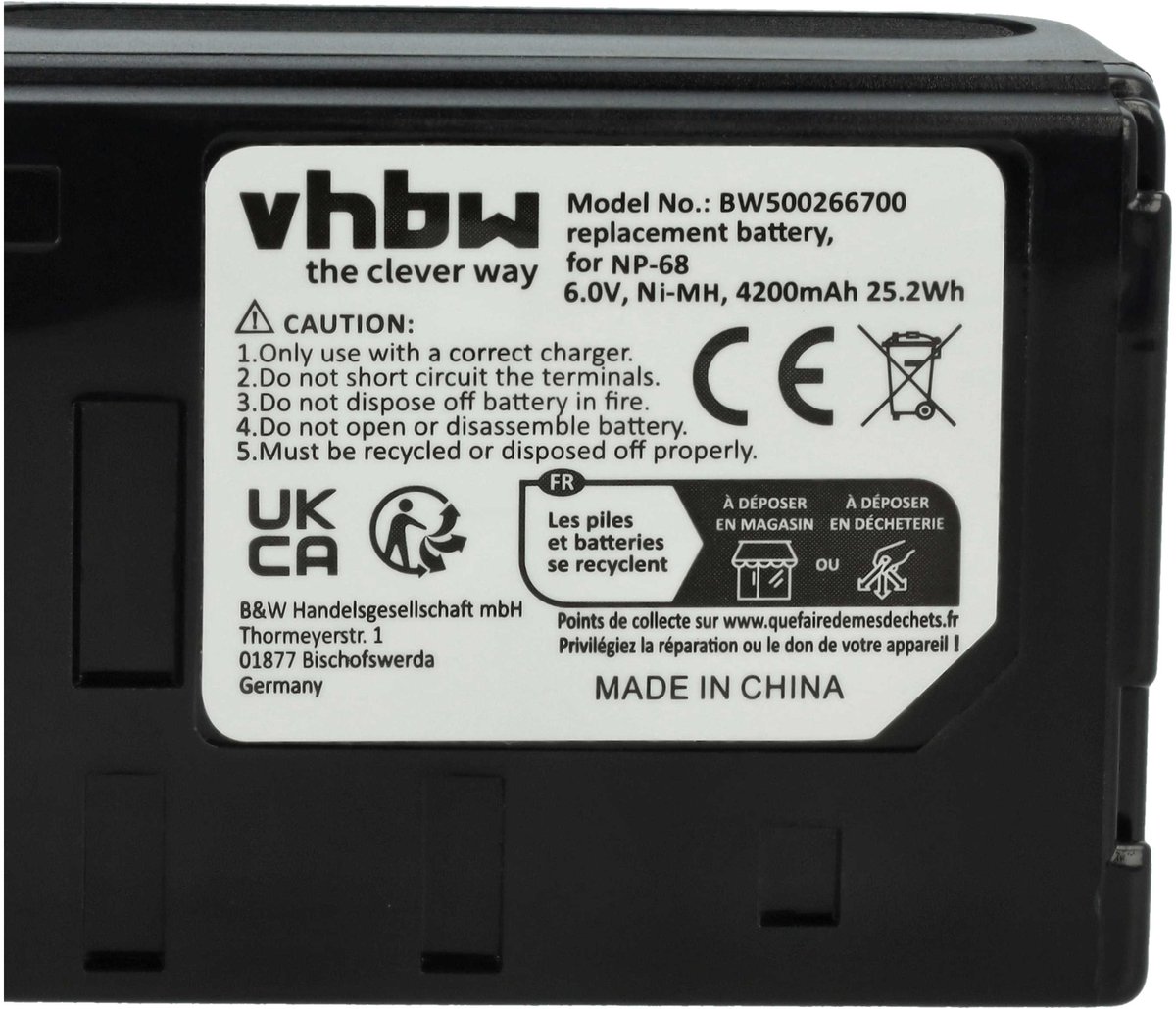 vhbw-batterij compatibel met Sony CCD-FX640, CCD-FX511, CCD-FX510E, CCD-FX530, CCD-FX520, CCD-FX620, CCD-FX600, CCD-FX630 camera's (4200 mAh, 6 V, NiMH)