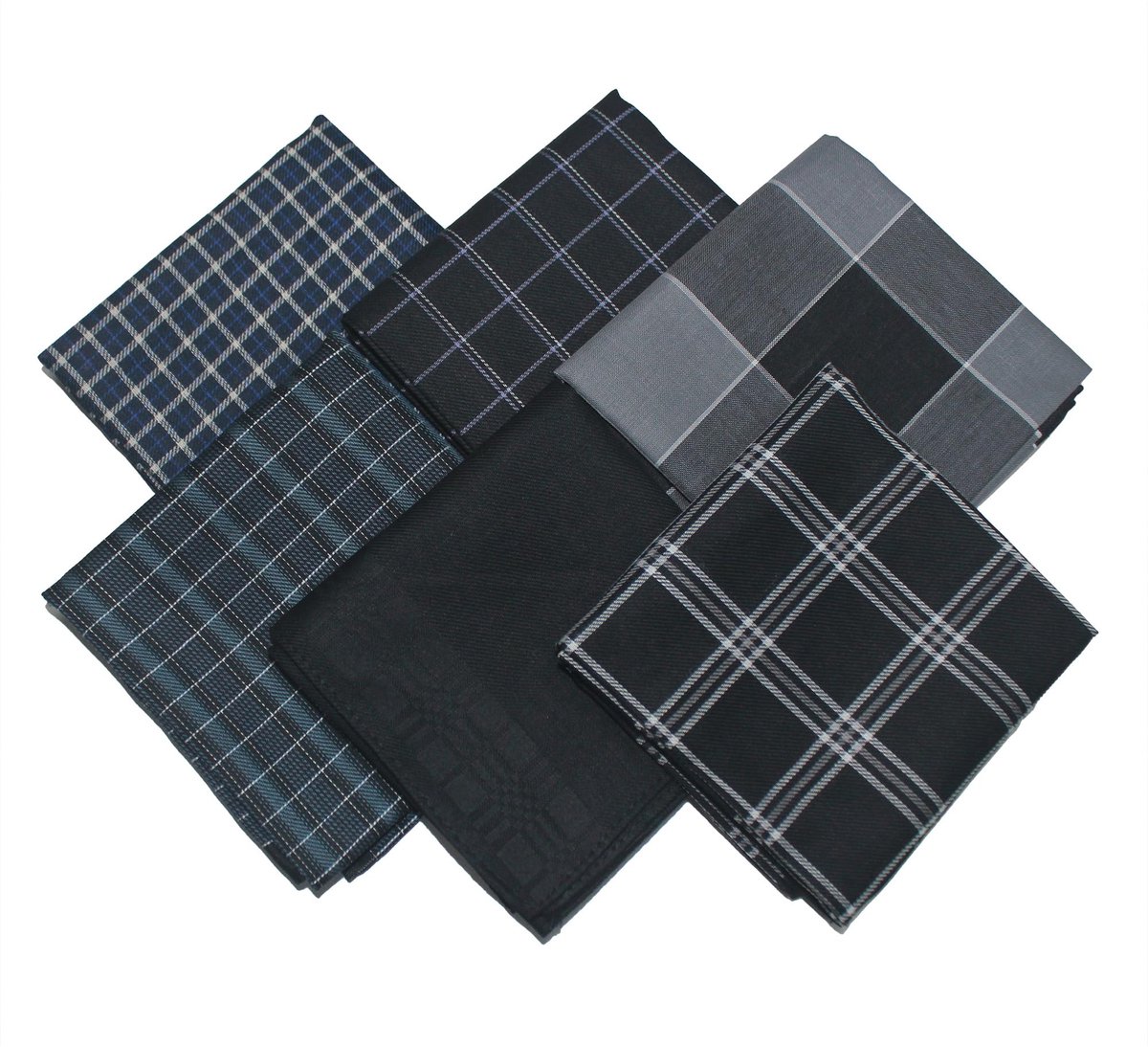 Zakdoeken voor heren voor heren katoen groot, 6-pack zakdoeken heren katoen klassieke all-match geruite zakdoeken mannen pochetten 43 x 43 cm, Grijs, 43*43CM