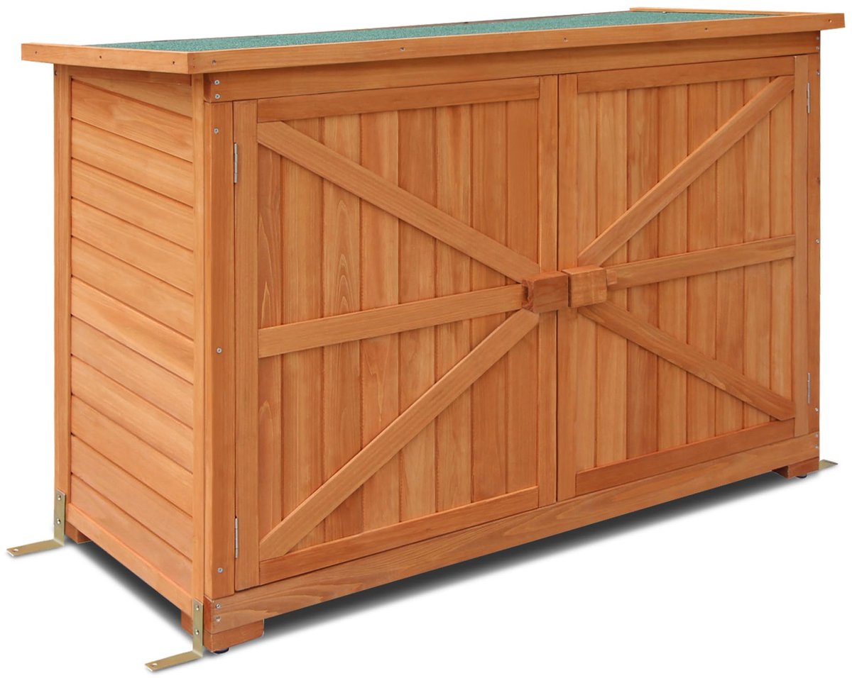 1280 Tuinkast, gereedschapskast, outdoorkast, tuinbox, naturel, 50 x 128 x 88 cm