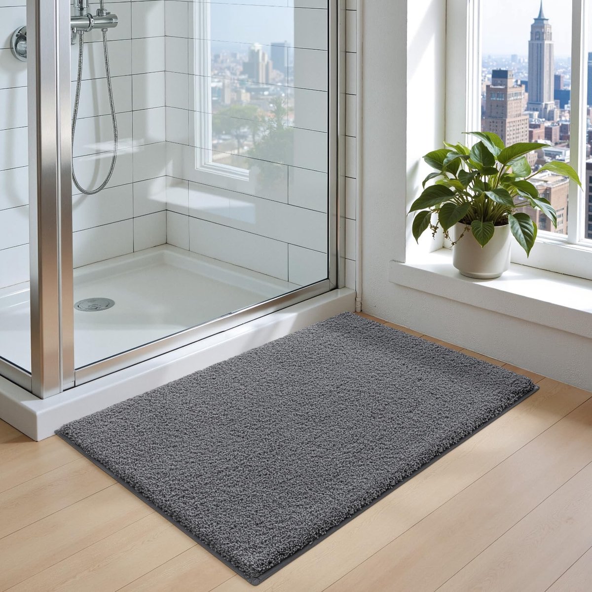 Badmat Extra Dik 60 x 90 cm, waterabsorberend en Antislip Badmatten, Machinewas Badtapijt voor Badkamer, Bad en Douche, Grijs