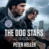 Twee mannen met geweren kijken bezorgd naar de achtergrond met een stad, boven de titel 'THE DOG STARS' en 'PETER HELLER'.