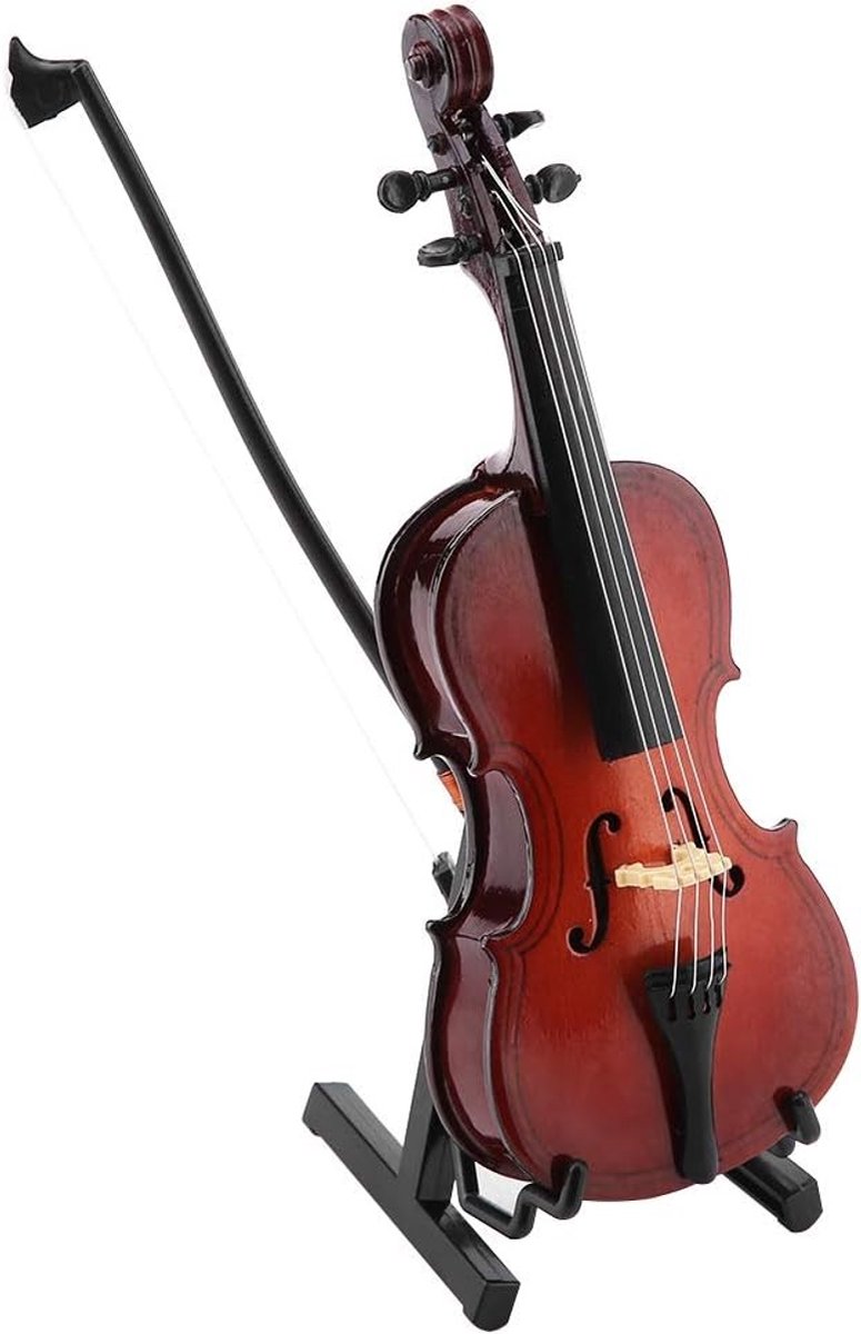 Miniatuur cello replica - Houten cello model met koffer, perfect als decoratie, cadeau-idee en muziekinstrument voor op bureau of plank, 5.5 inch