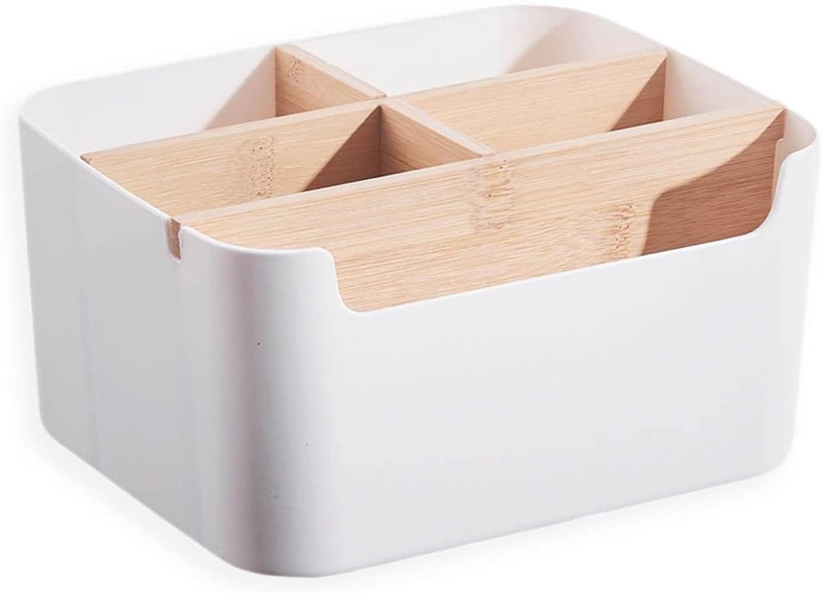 Houten Bureau Organizer met 5 Compartimenten voor Kantoor, Woonkamer en Slaapkamer - Pennenhouder en Bureau Organizer