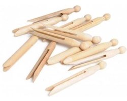 Houten ronde wasknijpers 16 st
