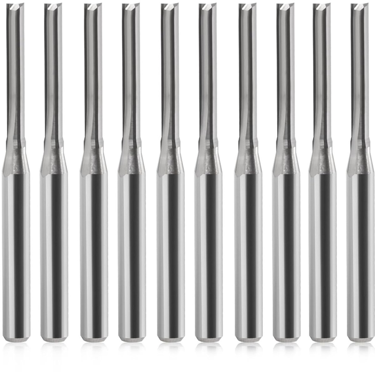Set van 10 Houtfrezen met Twee Snijkanten, Rechthoekige End Mill voor CNC Bewerking, Precisie Gereedschap voor Houtbewerking