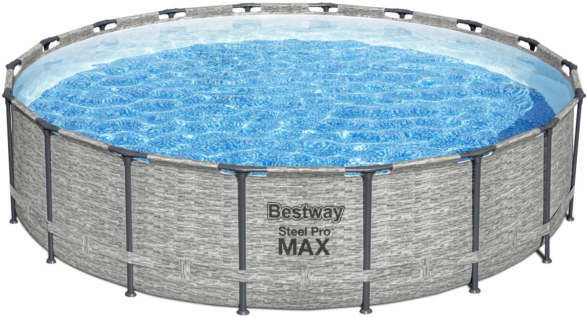 Bestway - Steel Pro MAX - Opzetzwembad inclusief filterpomp - 549x122 cm - Steenprint - Rond — afbeelding 15