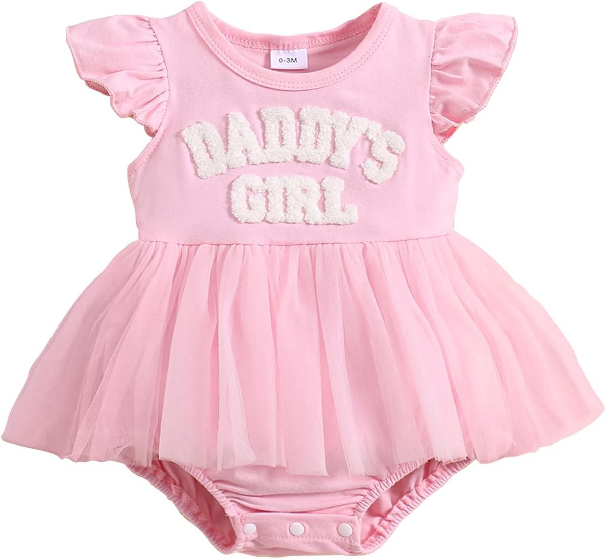 Schattige meisjesjurk voor baby's met Daddy's Girl print, tule en ruffles, ideaal voor verjaardagen en speciale gelegenheden, 0-18 maanden