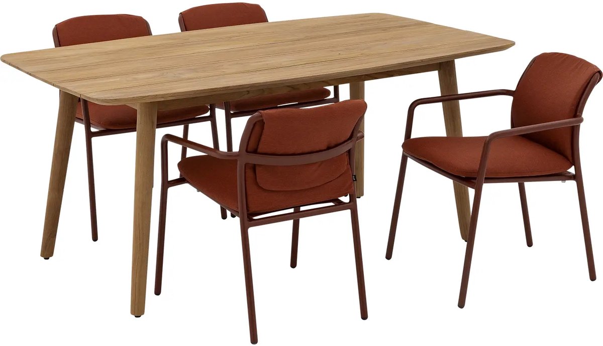 Goossens Tuinset Lago incl. Bibione stoelen - Hout - onbewerkt - 180 x 76 x 90 cm