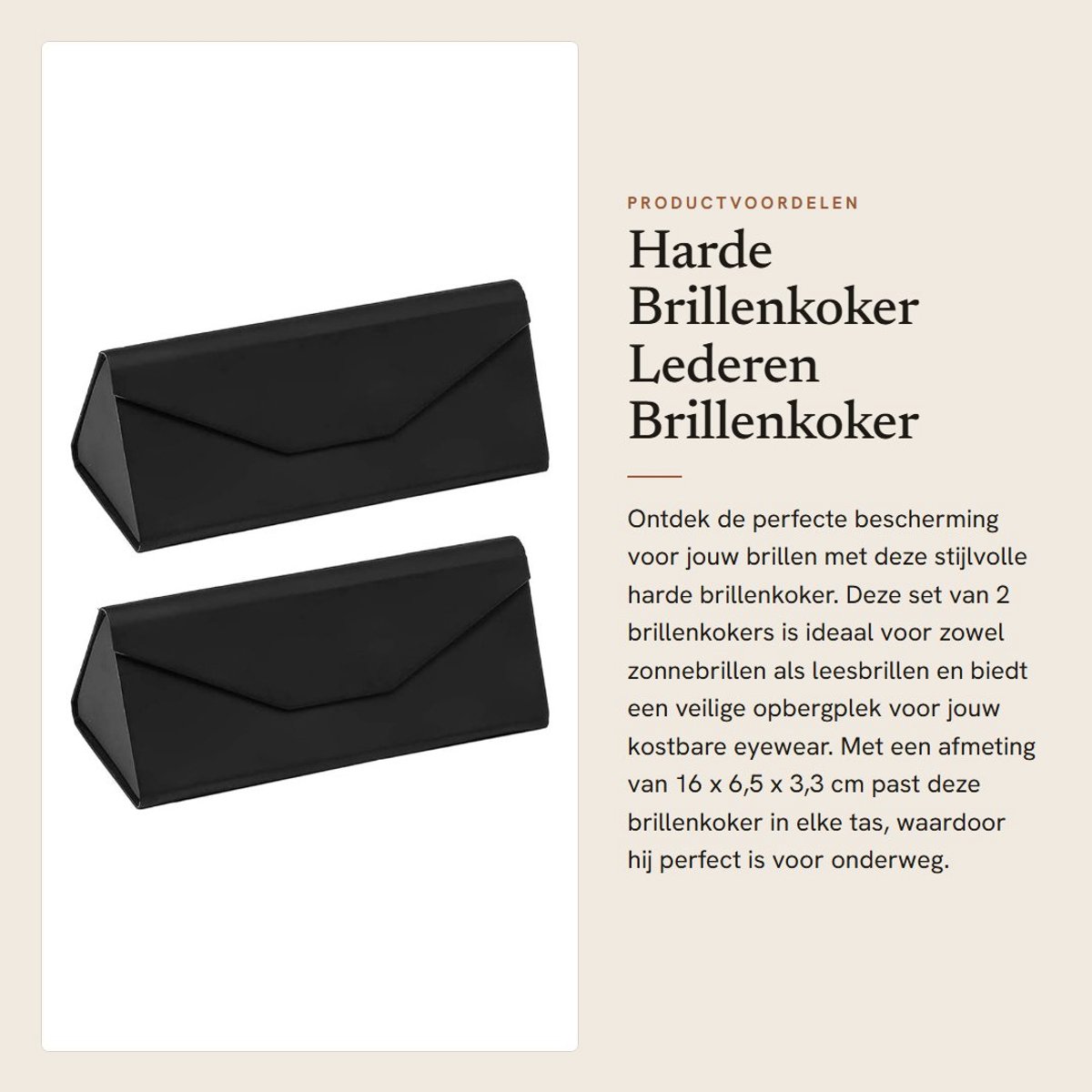 Dailygoods- Brillenkoker Harde Case - Brillenkoker Dames/Heren - Zonnebrillenkoker - Lichtgewicht - 2 Stuks - 16 x 6,5 x 3,3 cm - Brilcase