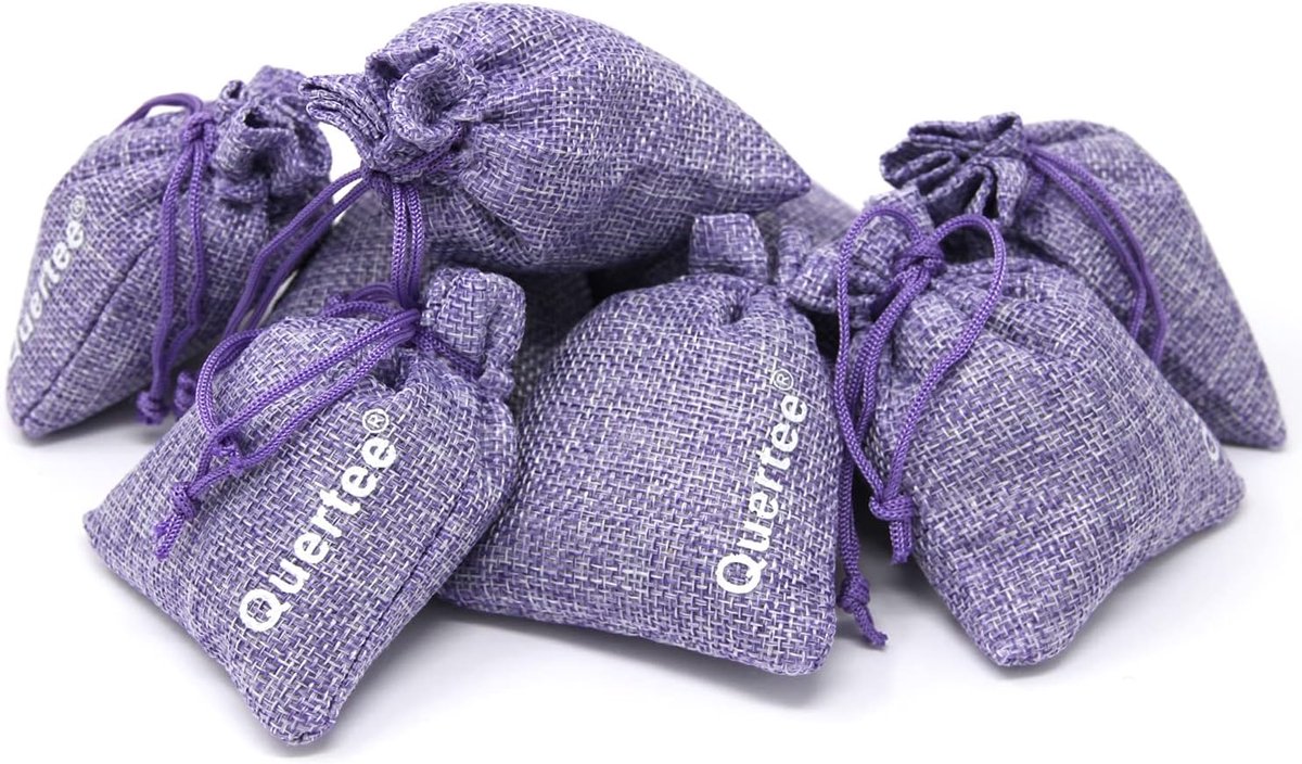 Thijox - 8 x Lavendelzakjes Linnen | Geurzakjes met 15 g Franse Lavendel - Mottenbescherming - Paarse Linnen Zakjes voor Keuken, Kast, en Tuin