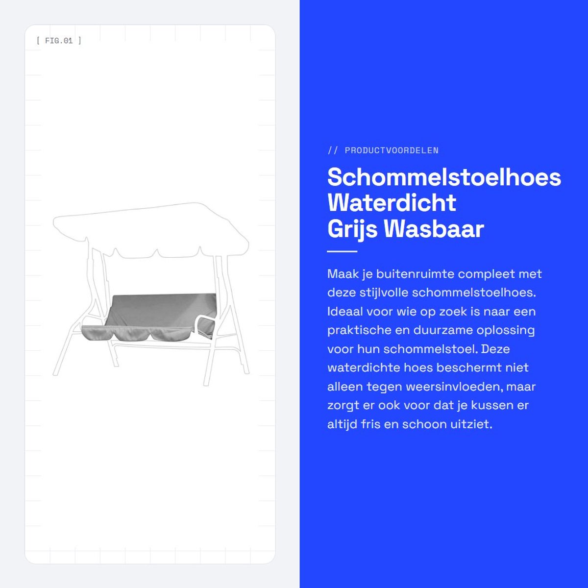 Dailygoods- Schommelstoelhoes Waterdicht - Kussen - Wasbaar - Veiligheidswaarschuwing - Onderhoudsinstructies - Gemakkelijk schoon te maken - Tuinkussen