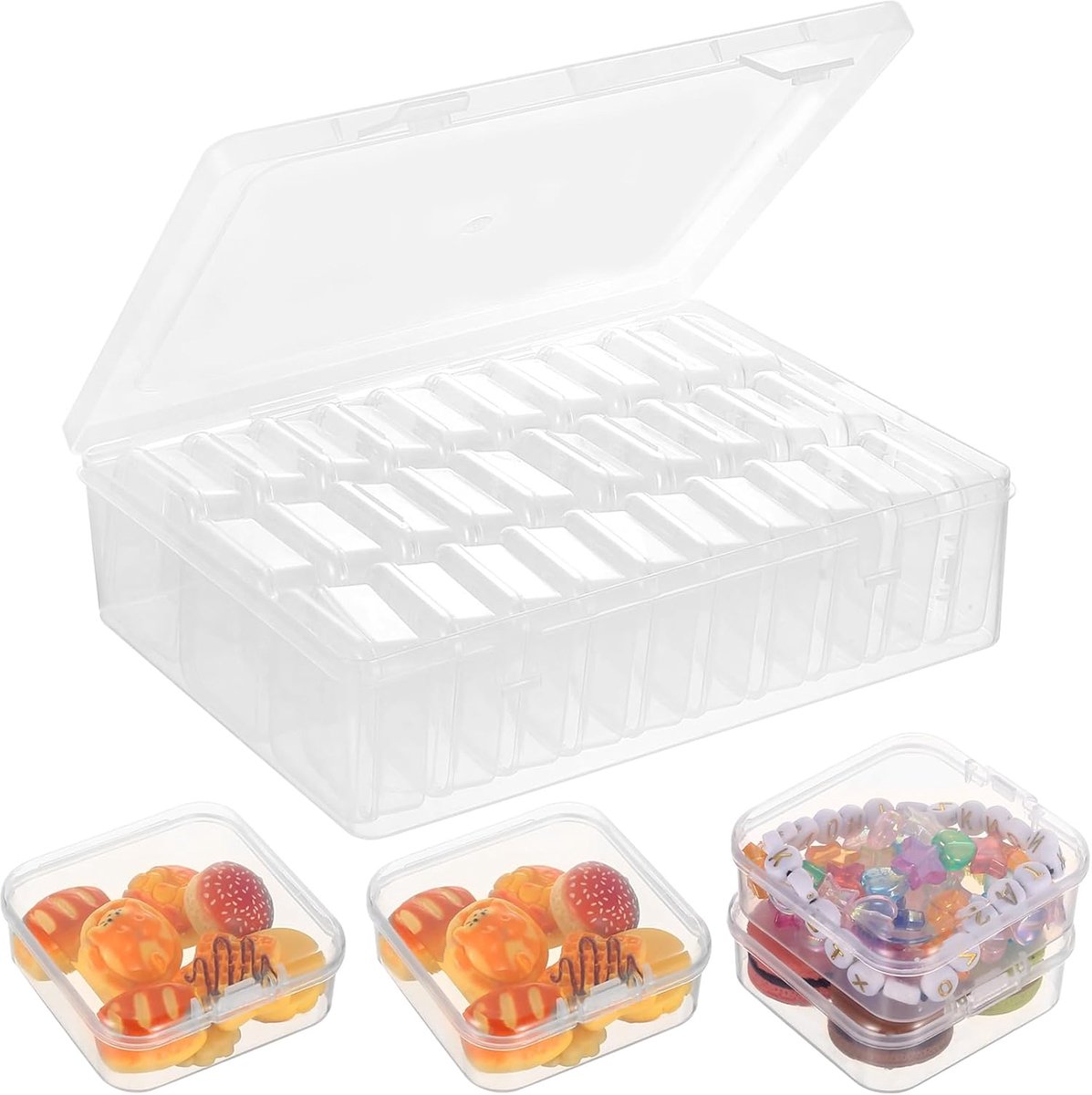 SnelShoppen - Transparante Sorteerdoos - 30 Compartimenten PP Plastic Organizer voor Kleine Onderdelen - Handige Opbergdoos met Deksel voor Hobby, Keu