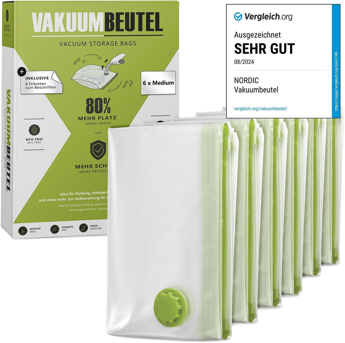 SnelShoppen - Vacuümzakken M (70x50cm) - BPA-vrij - Herbruikbare opbergzakken voor Kleding, Kussens, en Wasgoed - Inclusief Etiketten voor Makkelijke