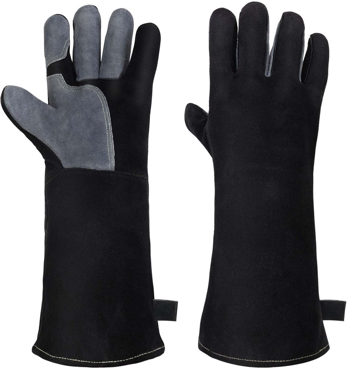 Thijox - Hittebestendige Leren Grillhandschoenen - Slijtvast, Vuurvast, Kevlar-naden, Hittebestendig voor Lassen, Open Haard, Oven, Bakken, Fornuis, P