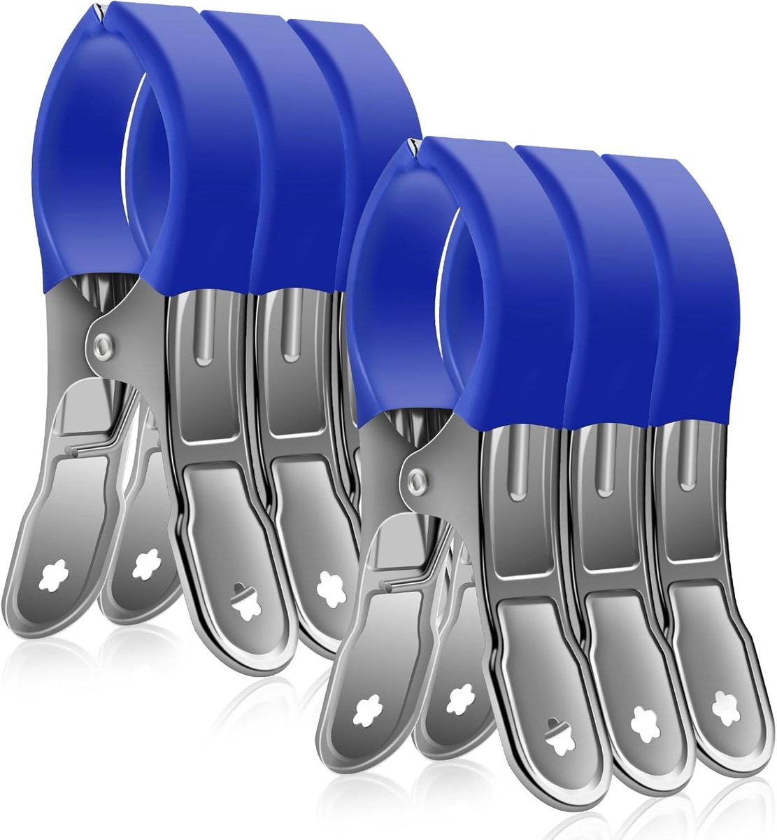 Grote Kledingknijpers, 6 Stuks Handdoekclips, Plastic Clips voor Strandhanddoeken, Ideaal voor Ligstoelen en Wasgoed, Houdt Handdoeken op hun Plaats - Blauw