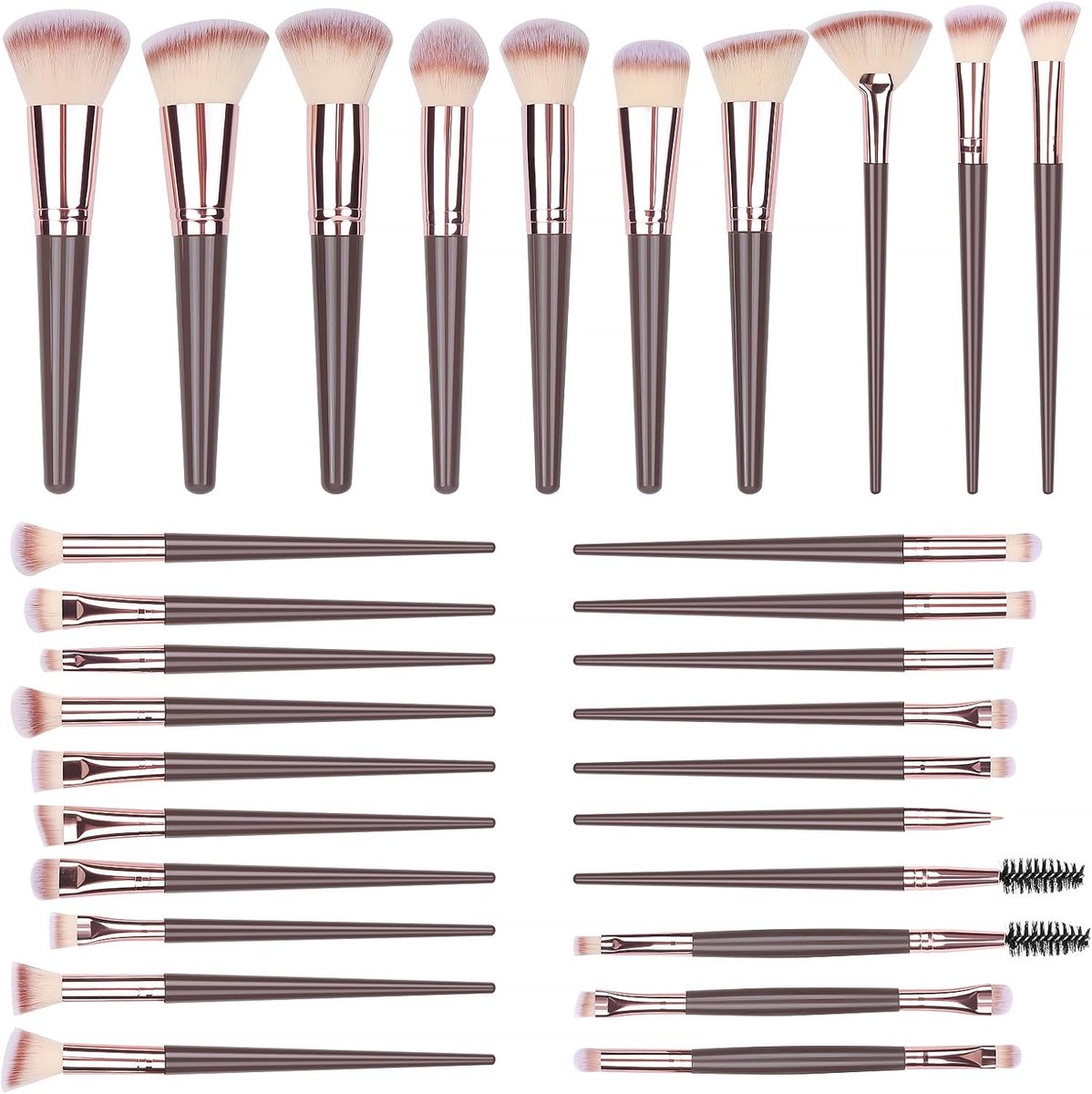 SnelShoppen - 30-delige Professionele Make-up Kwasten Set voor Foundation, Oogschaduw en Contouring, Vegan Synthetische Kwasten voor Beginners en Prof
