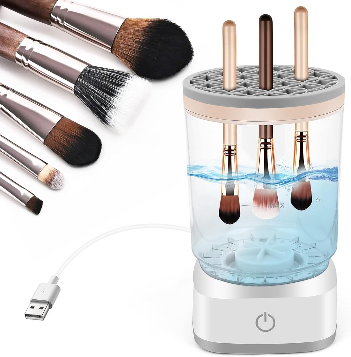 Thijox - Elektrische Make-up Borstelreiniger, Automatisch Roterende Borstelreiniger met Sonische Vibratietechnologie, USB-Cosmetische Borstelreiniger,