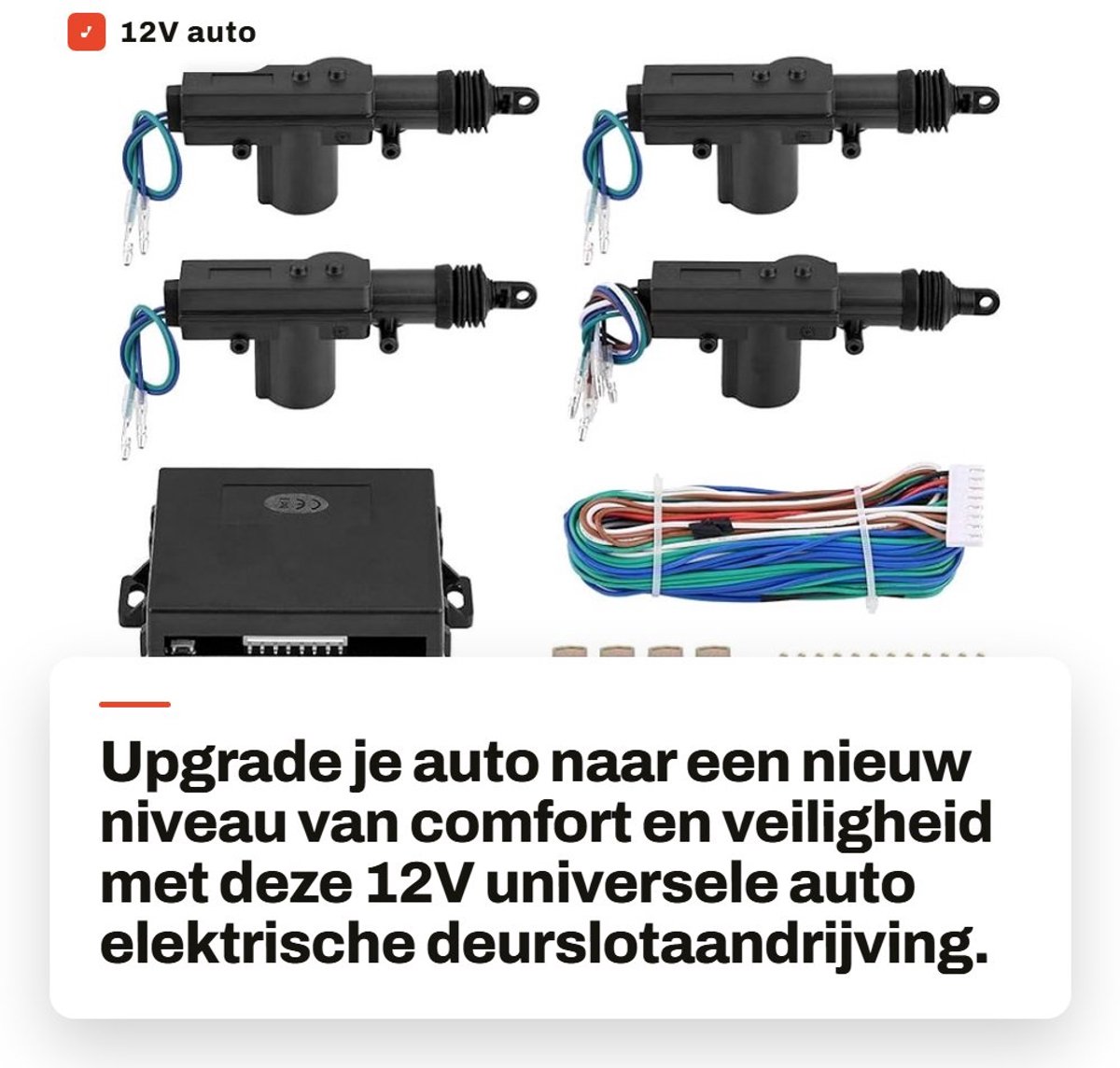 Inovra - 12V auto centrale vergrendeling - afstandsbediening - upgrade voor veiligheid - universele deurslot - krachtige aandrijving - geschikt vo...