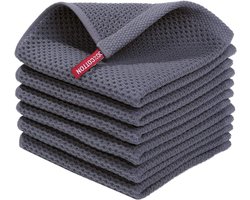 SnelShoppen - Moosfor Theedoeken 100% Katoen, Zachte Keukendoeken 30x30 cm, Absorberende Vaatdoeken, Pluisvrije Poetsdoeken, 6 Stuks Donkergrijs voor
