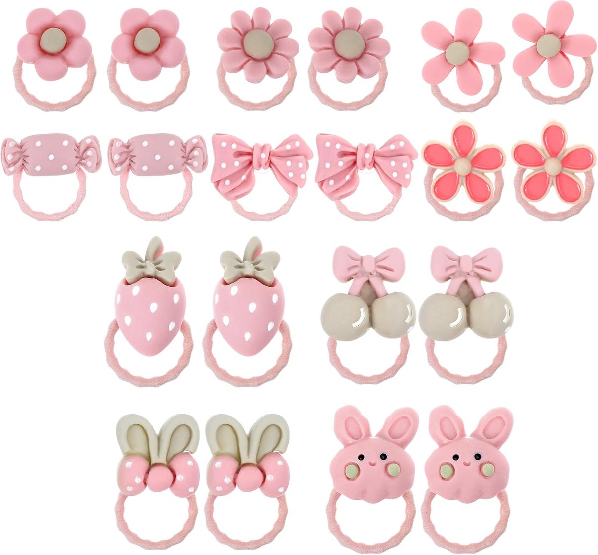 SnelShoppen - 20 Stuks Schattige Haarstrikken voor Meisjes, Roze Vlecht Haarbanden voor Vrouwen, Kleine Bloem Haarbobble voor Kinderen en Vrouwen, Per