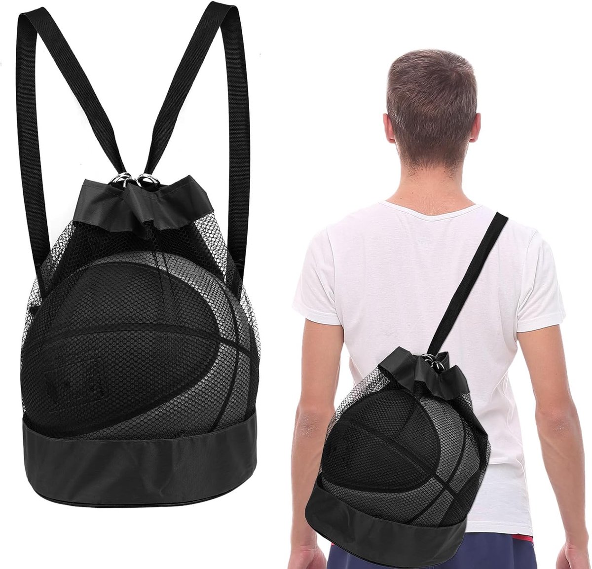 SnelShoppen - Multifunctionele Ballen Netten, Mesh Sporttas, Voetbal, Basketball, Tennis, Volleybal, Rugzak, Draagbare Gymtas, 23 cm, 31 cm Hoog
